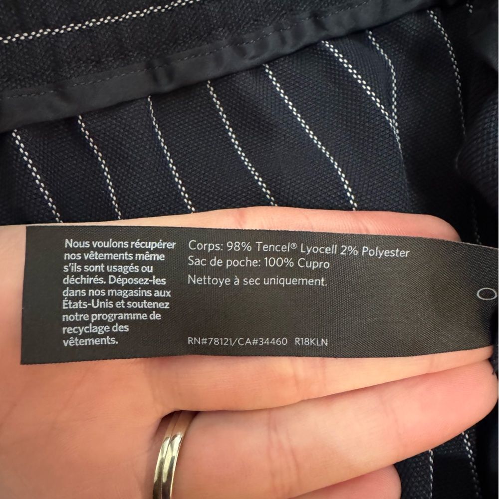 Eileen Fisher Tencel Wide Leg Pant in Indigo Pin Stripe - Medium - Picture 6 of 6